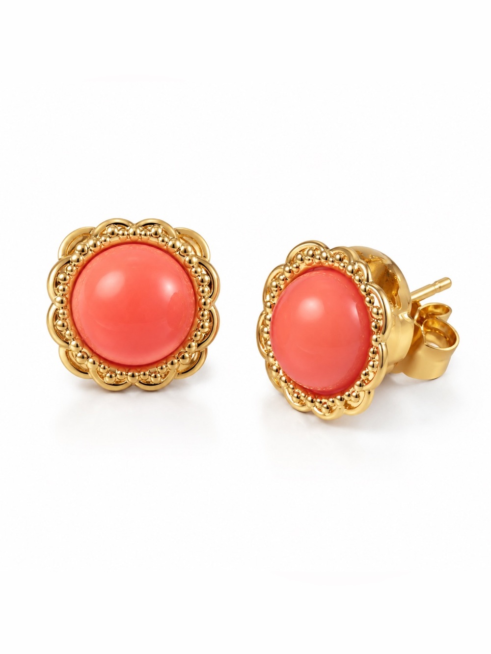 Francesca’s Coral and Gold Stud Earrings